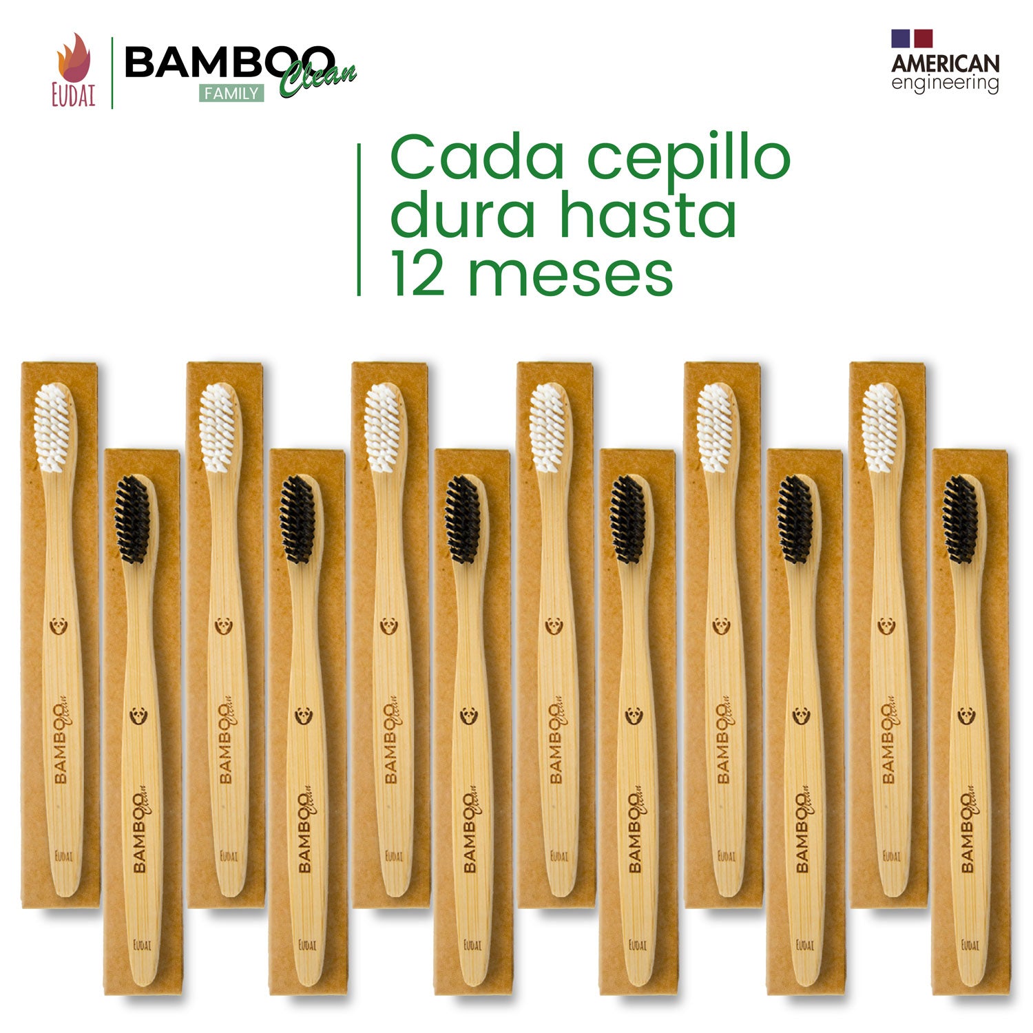 12 Cepillos de Bambú