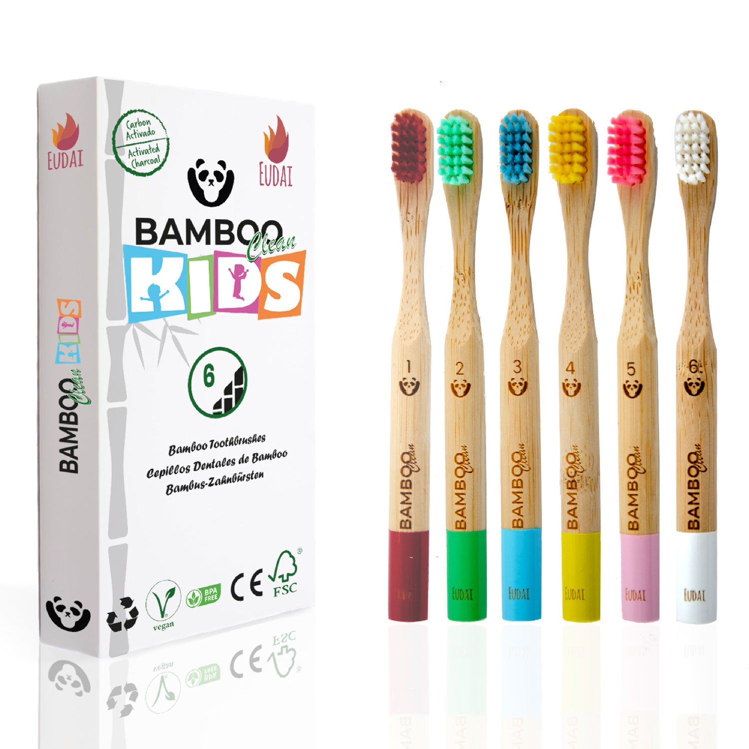 6 Cepillos de Bambú Kids