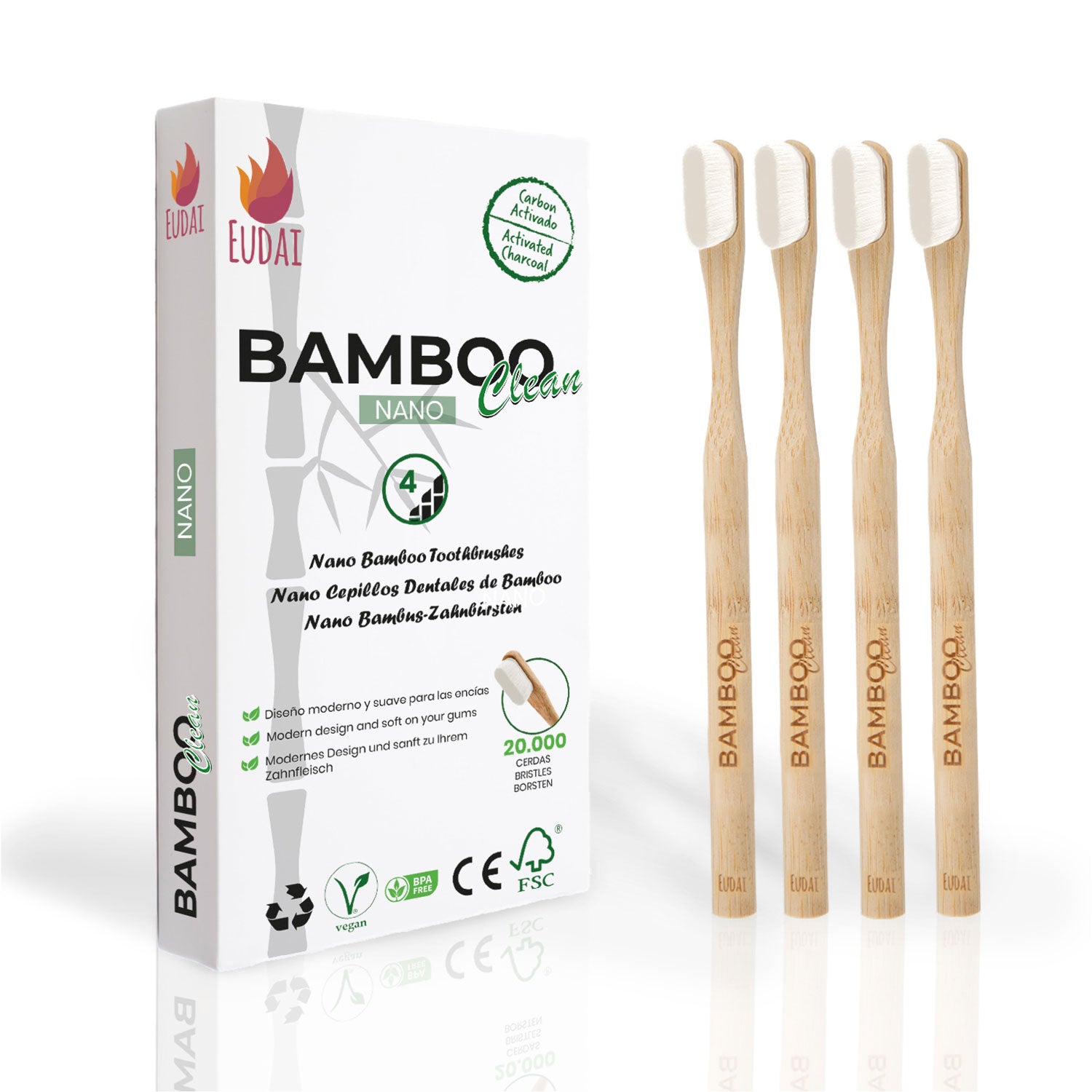 4 Cepillos de Bambú Nano