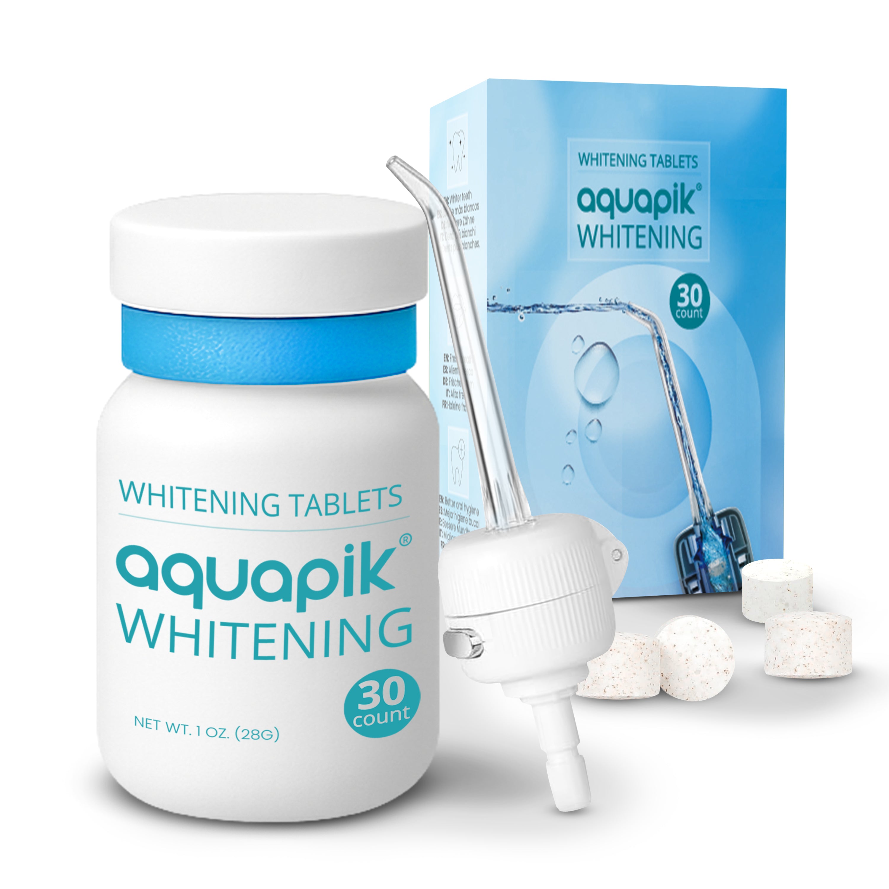 Irrigador Bucal Aquapik® ADVANCED | ideal para Ortodoncia, Implantes y Encías Sensibles | Kit Blanqueador + 9 Boquillas (incluye nasal) | 10 Niveles de Presión | Recomendado por Dentistas