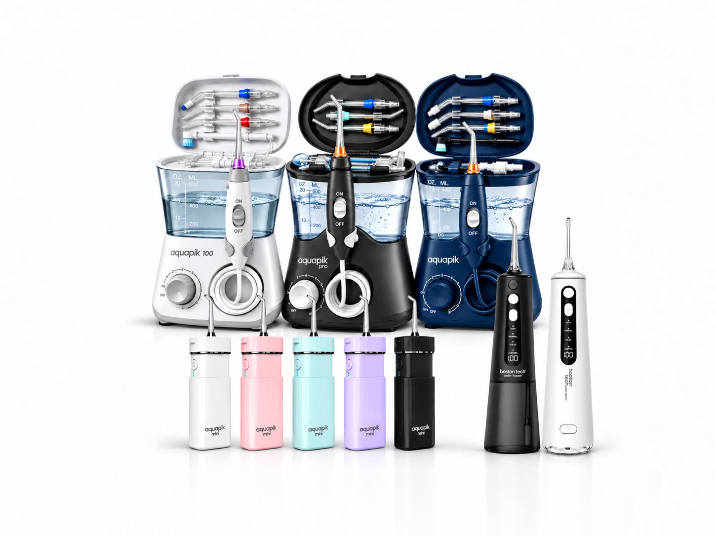 Gama de irrigadores dentales Aquapik: de sobremesa y portátiles, en varios colores